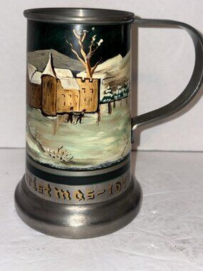 Vintage 1973  Limited Edition Christmas  C&K Kurz Tiel Pewter Beer Stein Holland